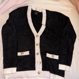 Tahari black and white cardigan